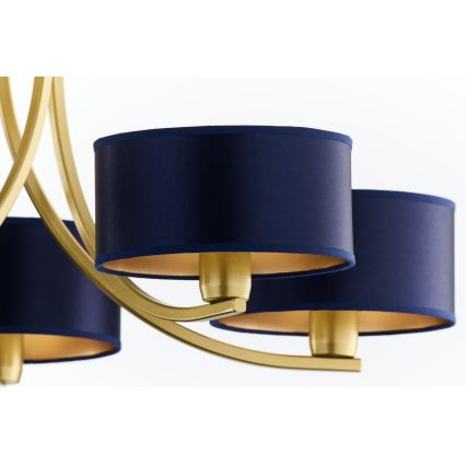 Jupiter 2094 - Полилей на верига ARTHUR 5xE27/15W/230V син/златен