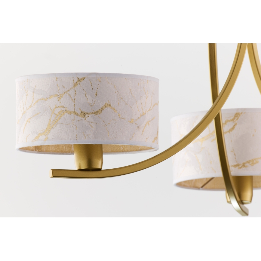 Jupiter 2096 - Полилей на верига ARTHUR 3xE27/15W/230V бял/златен/мраморен декор
