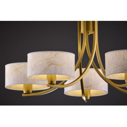 Jupiter 2097 - Полилей на верига ARTHUR 5xE27/15W/230V бял/златист/мраморен декор