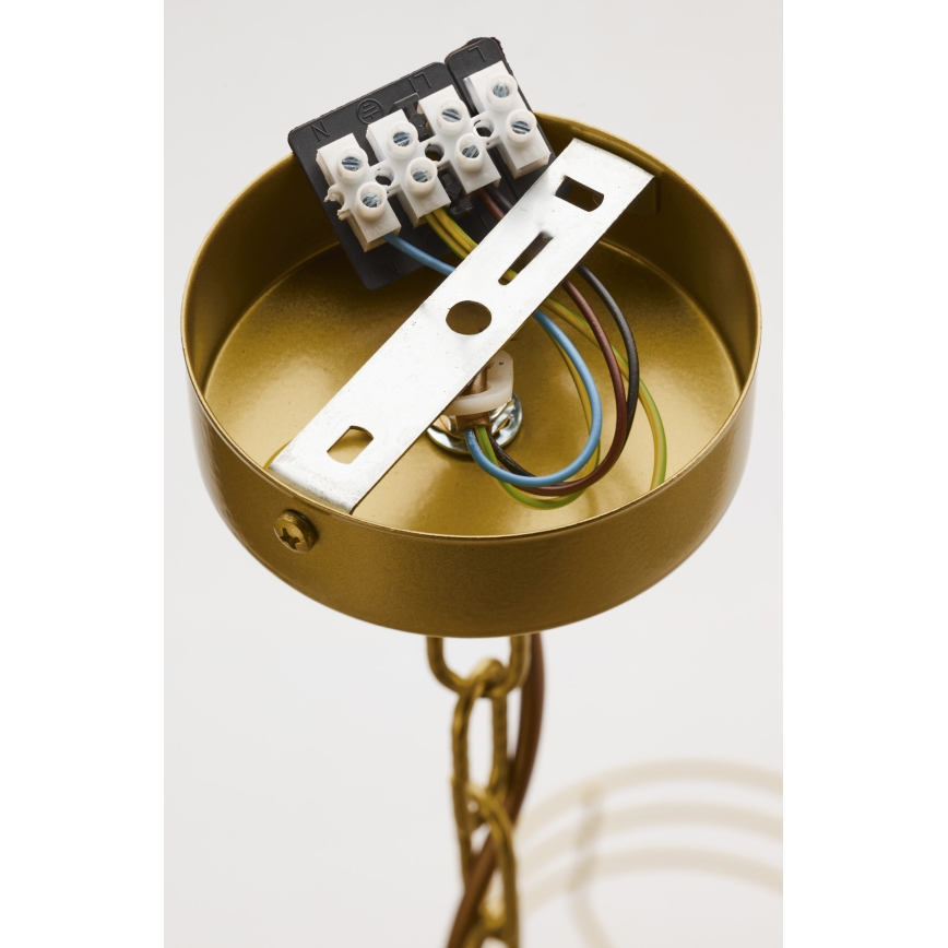 Jupiter 2097 - Полилей на верига ARTHUR 5xE27/15W/230V бял/златист/мраморен декор