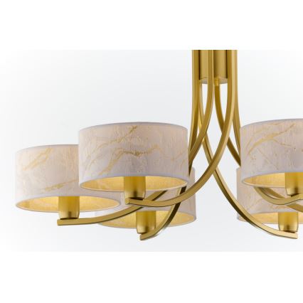 Jupiter 2098 - Полилей на верига ARTHUR 6xE27/15W/230V бял/златист/мраморен декор