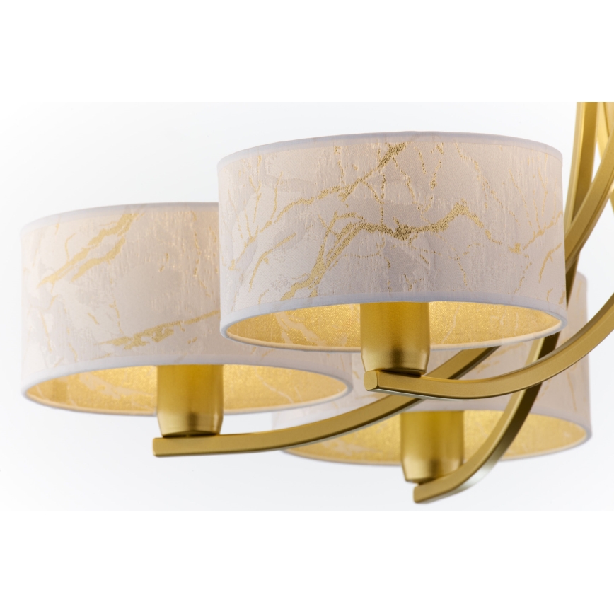 Jupiter 2098 - Полилей на верига ARTHUR 6xE27/15W/230V бял/златист/мраморен декор