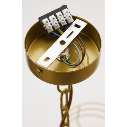 Jupiter 2098 - Полилей на верига ARTHUR 6xE27/15W/230V бял/златист/мраморен декор