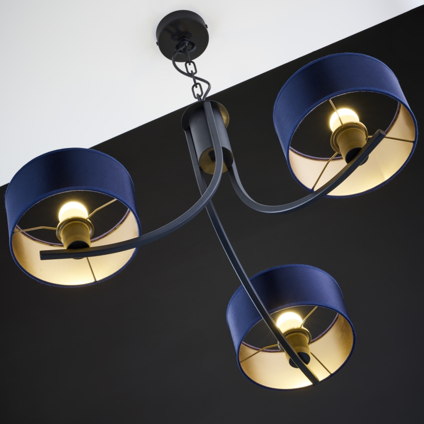 Jupiter 2099 - Полилей на верига ARTHUR 3xE27/15W/230V син/черен