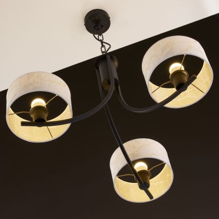 Jupiter 2103 - Полилей на верига ARTHUR 3xE27/15W/230V бял/черен/мраморен декор