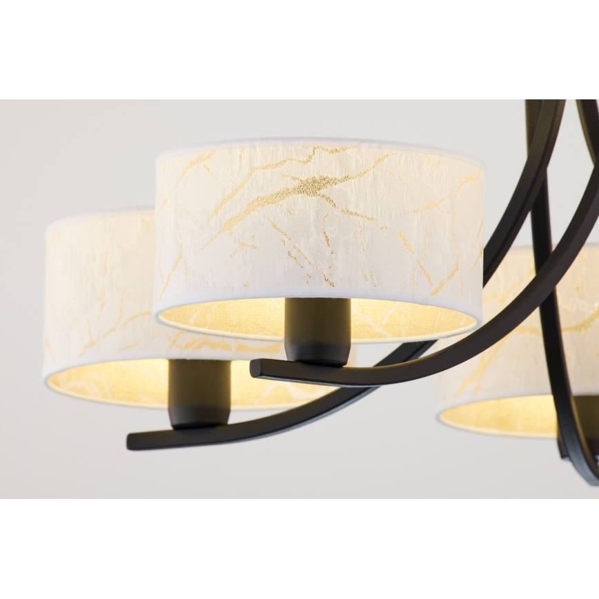 Jupiter 2104 - Полилей на верига ARTHUR 5xE27/15W/230V бял/черен/мраморен декор