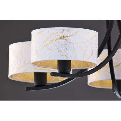 Jupiter 2104 - Полилей на верига ARTHUR 5xE27/15W/230V бял/черен/мраморен декор