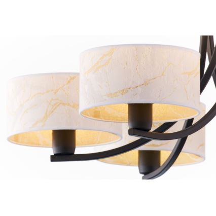 Jupiter 2105 - Полилей на верига ARTHUR 6xE27/15W/230V бял/черен/мраморен декор