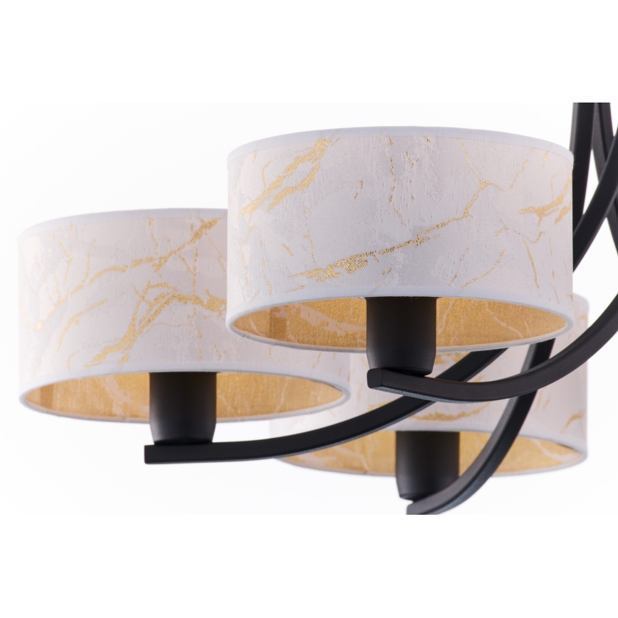 Jupiter 2105 - Полилей на верига ARTHUR 6xE27/15W/230V бял/черен/мраморен декор