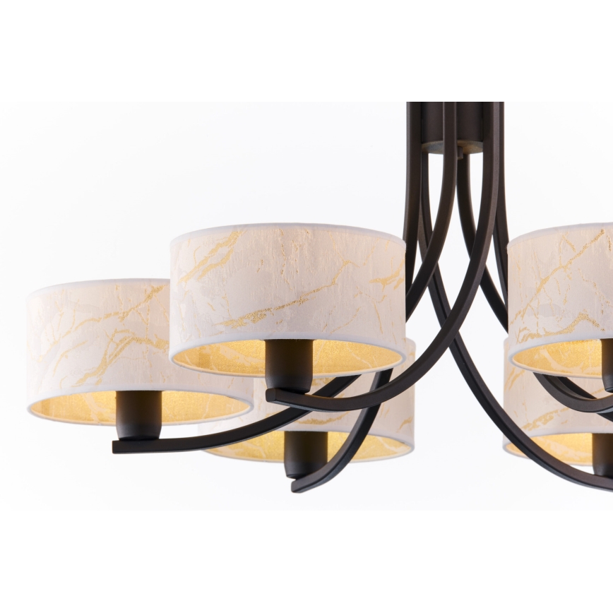 Jupiter 2105 - Полилей на верига ARTHUR 6xE27/15W/230V бял/черен/мраморен декор