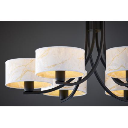 Jupiter 2105 - Полилей на верига ARTHUR 6xE27/15W/230V бял/черен/мраморен декор
