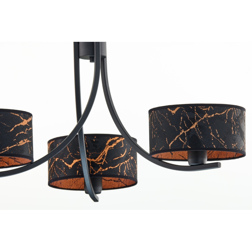 Jupiter 2106 - Полилей на верига ARTHUR 3xE27/15W/230V черен/оранжев/мраморен декор