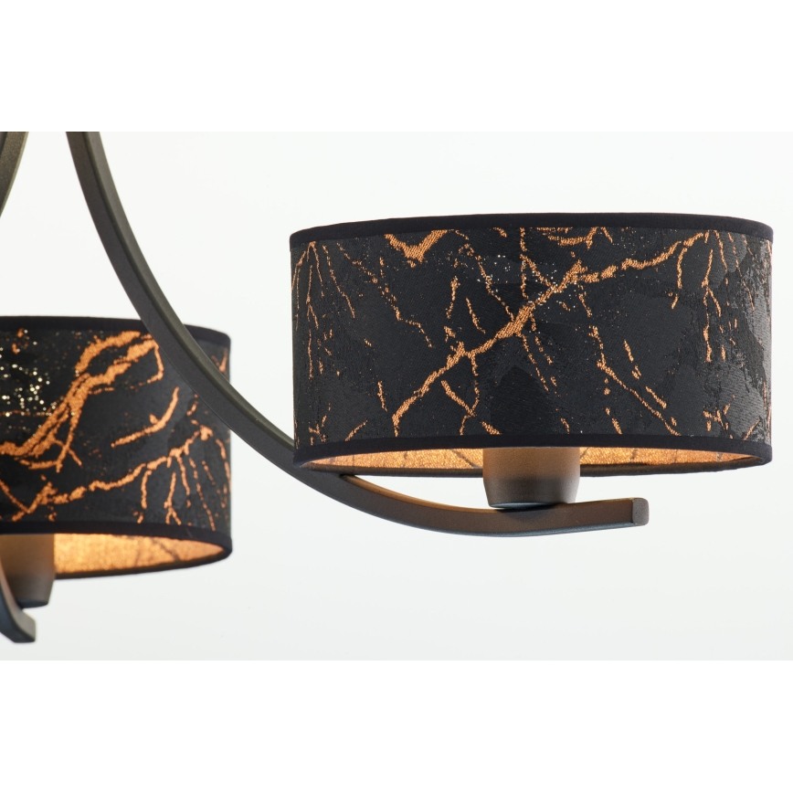 Jupiter 2106 - Полилей на верига ARTHUR 3xE27/15W/230V черен/оранжев/мраморен декор