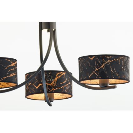 Jupiter 2106 - Полилей на верига ARTHUR 3xE27/15W/230V черен/оранжев/мраморен декор