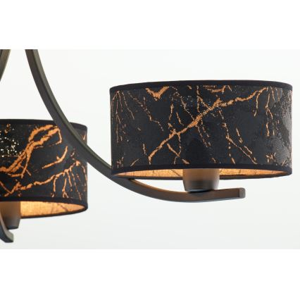 Jupiter 2106 - Полилей на верига ARTHUR 3xE27/15W/230V черен/оранжев/мраморен декор