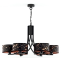 Jupiter 2108 - Полилей на верига ARTHUR 6xE27/15W/230V черен/оранжев/мраморен декор