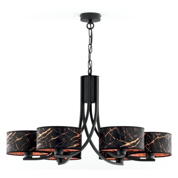 Jupiter 2108 - Полилей на верига ARTHUR 6xE27/15W/230V черен/оранжев/мраморен декор