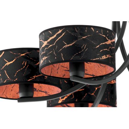 Jupiter 2108 - Полилей на верига ARTHUR 6xE27/15W/230V черен/оранжев/мраморен декор