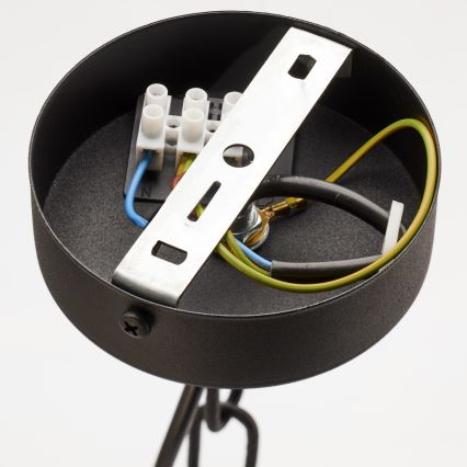 Jupiter 2108 - Полилей на верига ARTHUR 6xE27/15W/230V черен/оранжев/мраморен декор