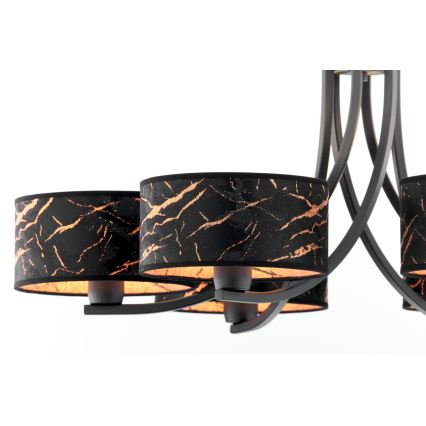 Jupiter 2108 - Полилей на верига ARTHUR 6xE27/15W/230V черен/оранжев/мраморен декор