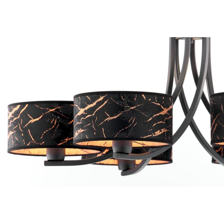 Jupiter 2108 - Полилей на верига ARTHUR 6xE27/15W/230V черен/оранжев/мраморен декор