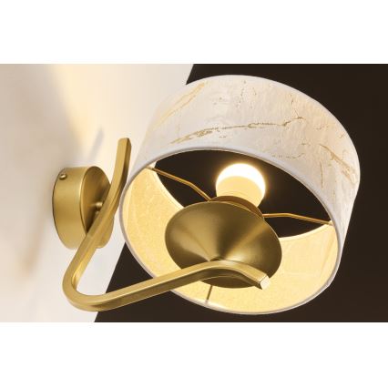 Jupiter 2111 - Настенна лампа KASZMIR 1xE27/15W/230V бяла/златна/мраморен декор