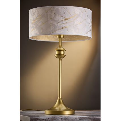 Jupiter 2112 - Настолна лампа KASZMIR 1xE27/15W/230V бяла/златна/мраморен декор