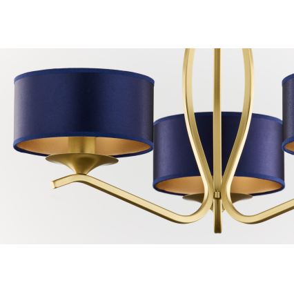 Jupiter 2113 - Полилей с прът KASZMIR 3xE27/15W/230V син/златист