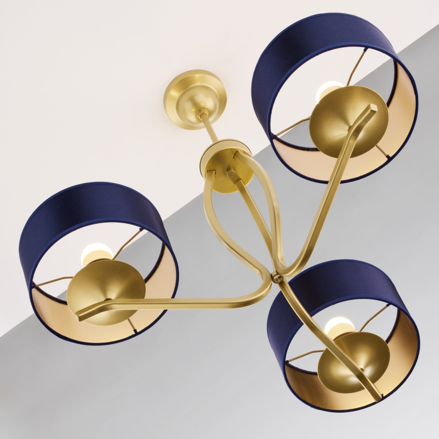 Jupiter 2113 - Полилей с прът KASZMIR 3xE27/15W/230V син/златист