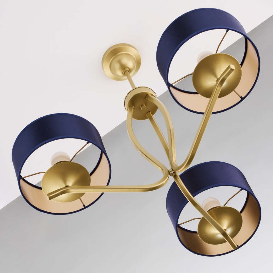 Jupiter 2113 - Полилей с прът KASZMIR 3xE27/15W/230V син/златист