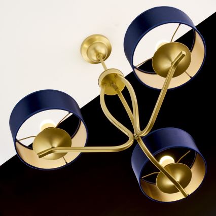 Jupiter 2113 - Полилей с прът KASZMIR 3xE27/15W/230V син/златист