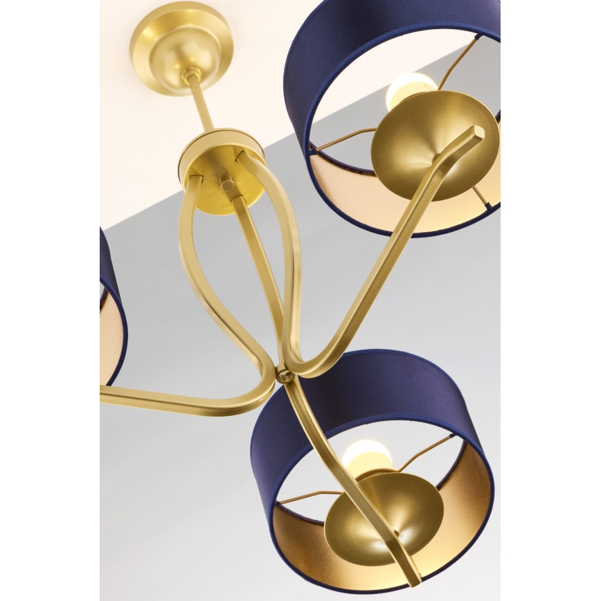 Jupiter 2113 - Полилей с прът KASZMIR 3xE27/15W/230V син/златист