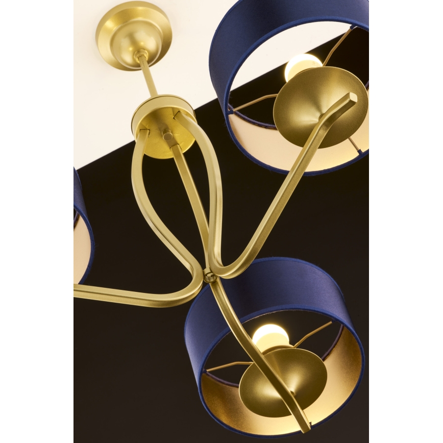 Jupiter 2113 - Полилей с прът KASZMIR 3xE27/15W/230V син/златист