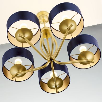 Jupiter 2114 - Полилей на штанга KASZMIR 5xE27/15W/230V син/златен