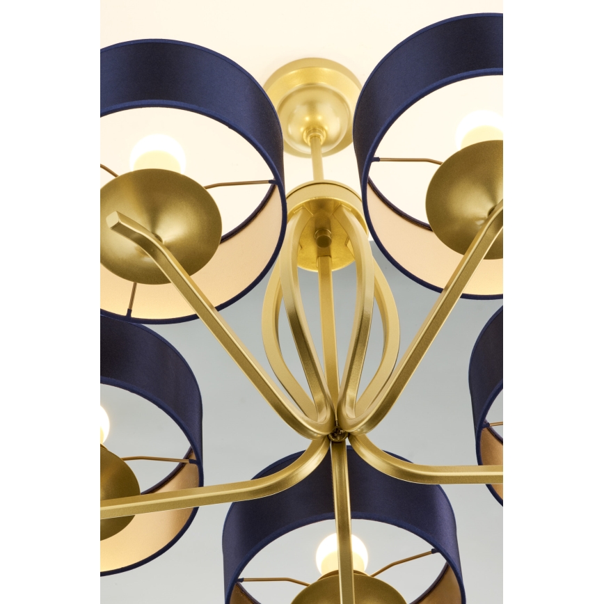 Jupiter 2114 - Полилей на штанга KASZMIR 5xE27/15W/230V син/златен