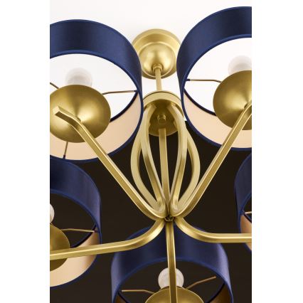 Jupiter 2114 - Полилей на штанга KASZMIR 5xE27/15W/230V син/златен