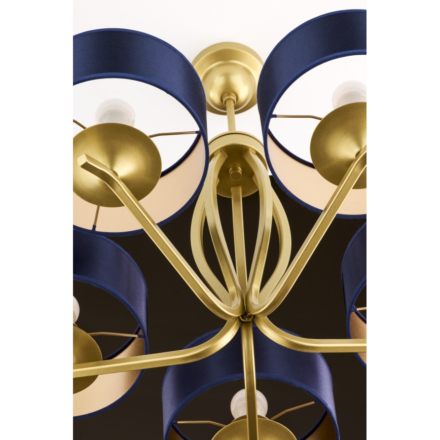 Jupiter 2114 - Полилей на штанга KASZMIR 5xE27/15W/230V син/златен