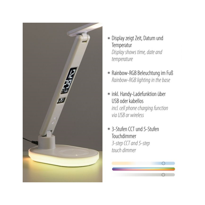 JUST LIGHT. 11018-16 - LED RGBW Лампа TINA LED/4W/230V с безжично зареждане в бяло.