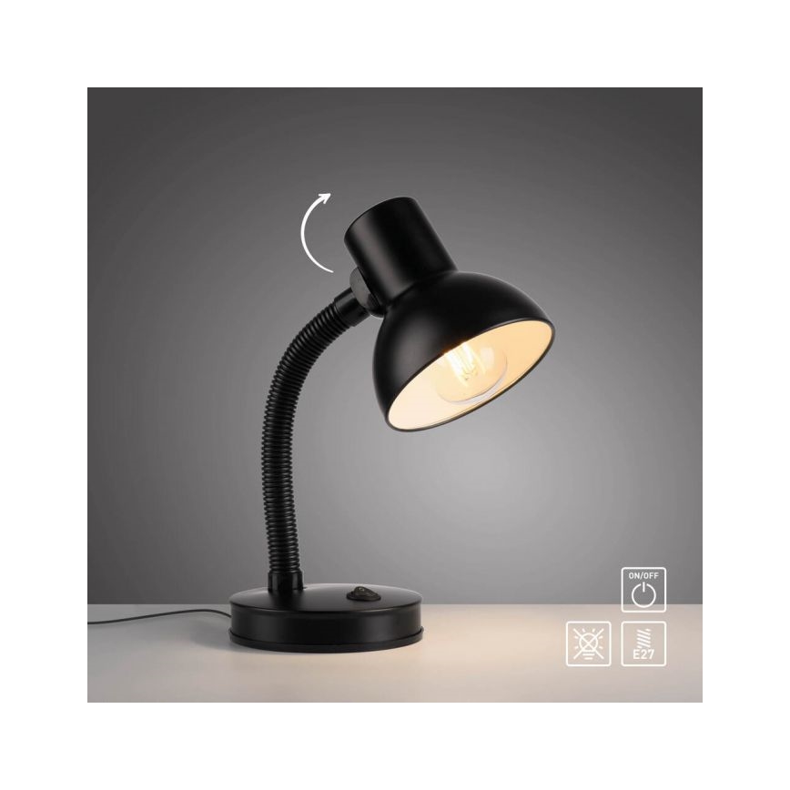 JUST LIGHT. 11080-18 - Гъвкава настолна лампа FLEXI 1xE27/25W/230V черна