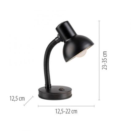 JUST LIGHT. 11080-18 - Гъвкава настолна лампа FLEXI 1xE27/25W/230V черна