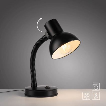 JUST LIGHT. 11080-18 - Гъвкава настолна лампа FLEXI 1xE27/25W/230V черна