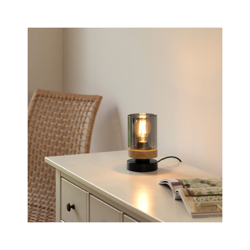 JUST LIGHT. 11310-18 - Настолна лампа PASQUAL 1xE27/40W/230V черен/каучуково дърво