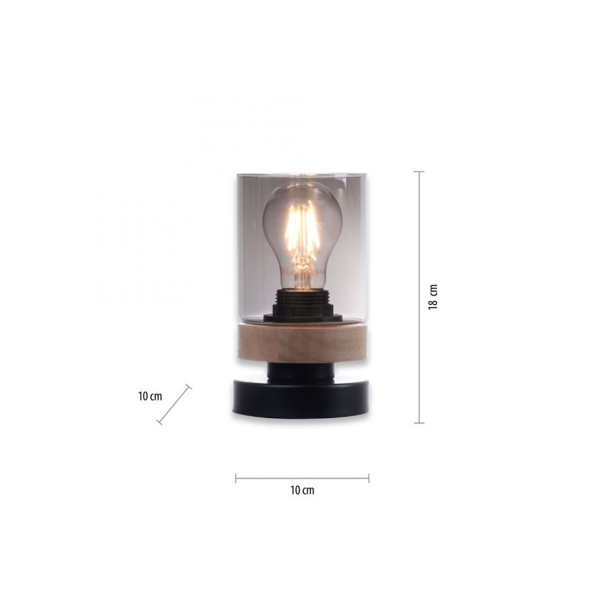 JUST LIGHT. 11310-18 - Настолна лампа PASQUAL 1xE27/40W/230V черен/каучуково дърво