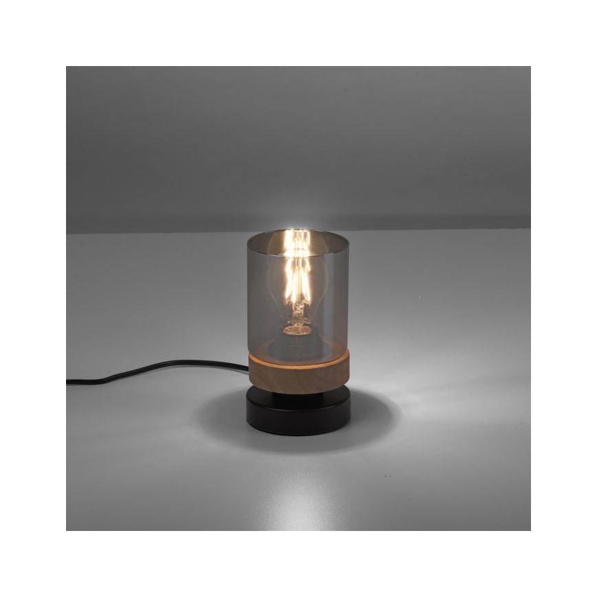 JUST LIGHT. 11310-18 - Настолна лампа PASQUAL 1xE27/40W/230V черен/каучуково дърво