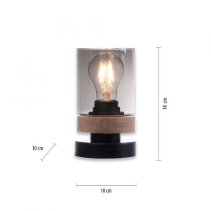 JUST LIGHT. 11310-18 - Настолна лампа PASQUAL 1xE27/40W/230V черен/каучуково дърво