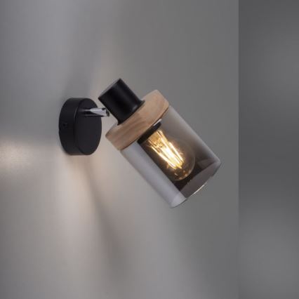JUST LIGHT. 11311-18 - Спот аплик PASQUAL 1xE27/40W/230V черен/каучуков фикус