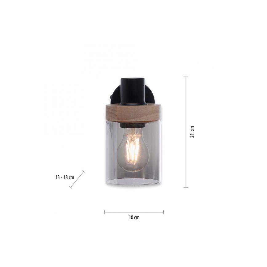 JUST LIGHT. 11311-18 - Спот аплик PASQUAL 1xE27/40W/230V черен/каучуков фикус