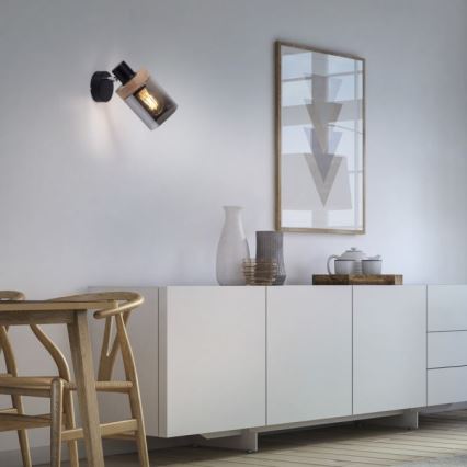 JUST LIGHT. 11311-18 - Спот аплик PASQUAL 1xE27/40W/230V черен/каучуков фикус