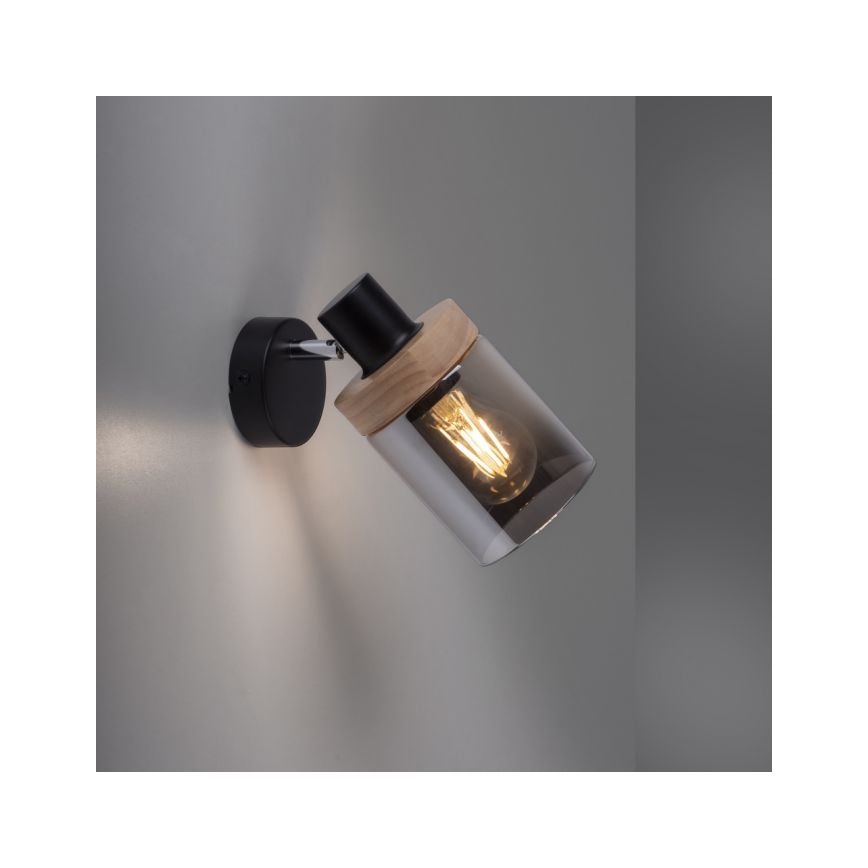 JUST LIGHT. 11311-18 - Спот аплик PASQUAL 1xE27/40W/230V черен/каучуков фикус