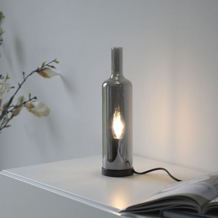 JUST LIGHT. 14006-25 - Настолна лампа BOTTLE 1xE14/25W/230V черна/опушена